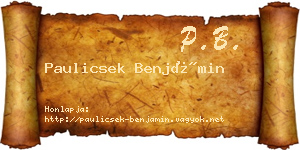 Paulicsek Benjámin névjegykártya